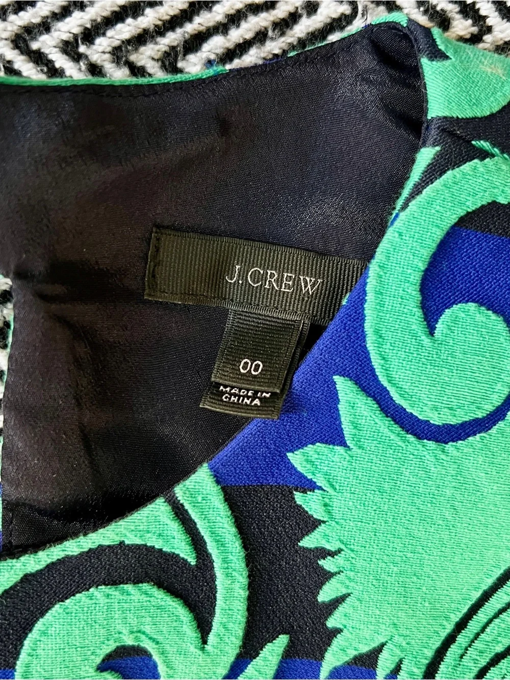 J. Crew Green and Blue Patterned Sleeveless Dress